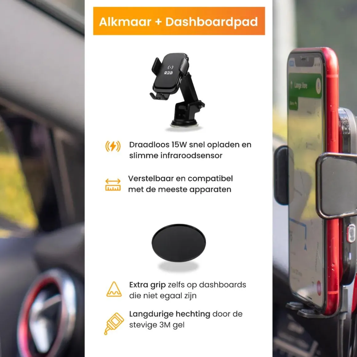 Telefoonhouder Auto Zuignap + Dashboardpad