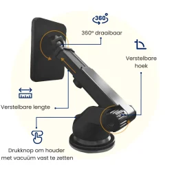 Telefoonhouder Auto Zuignap met Draadloze Oplader