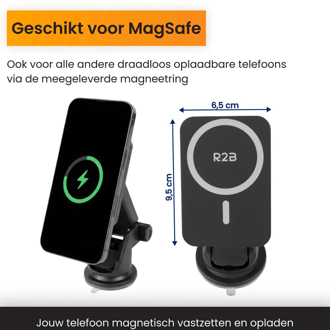 Telefoonhouder Auto Zuignap met Draadloze Oplader