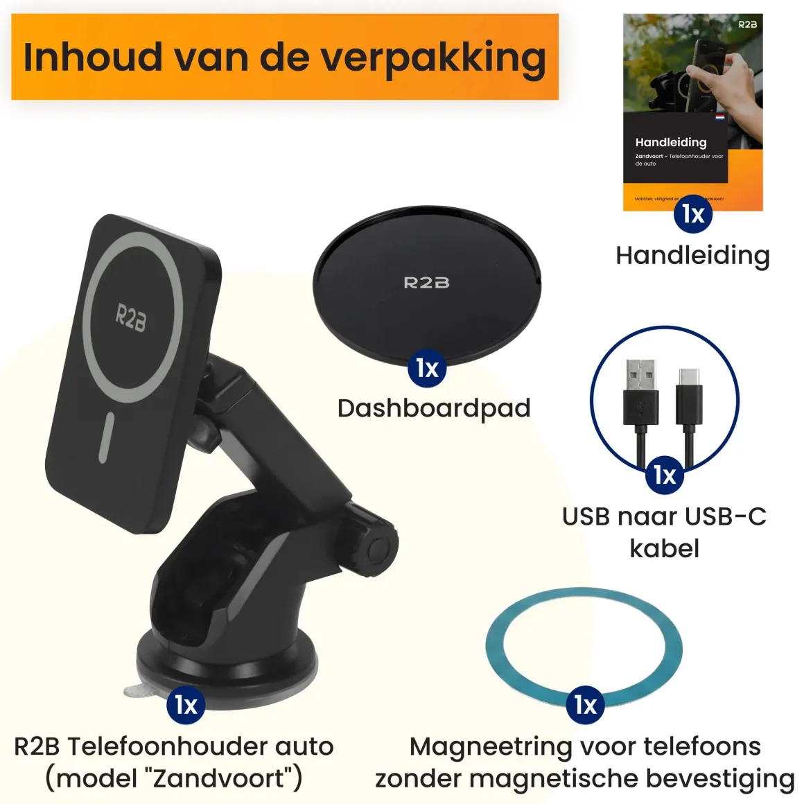 Telefoonhouder Auto Zuignap met Draadloze Oplader