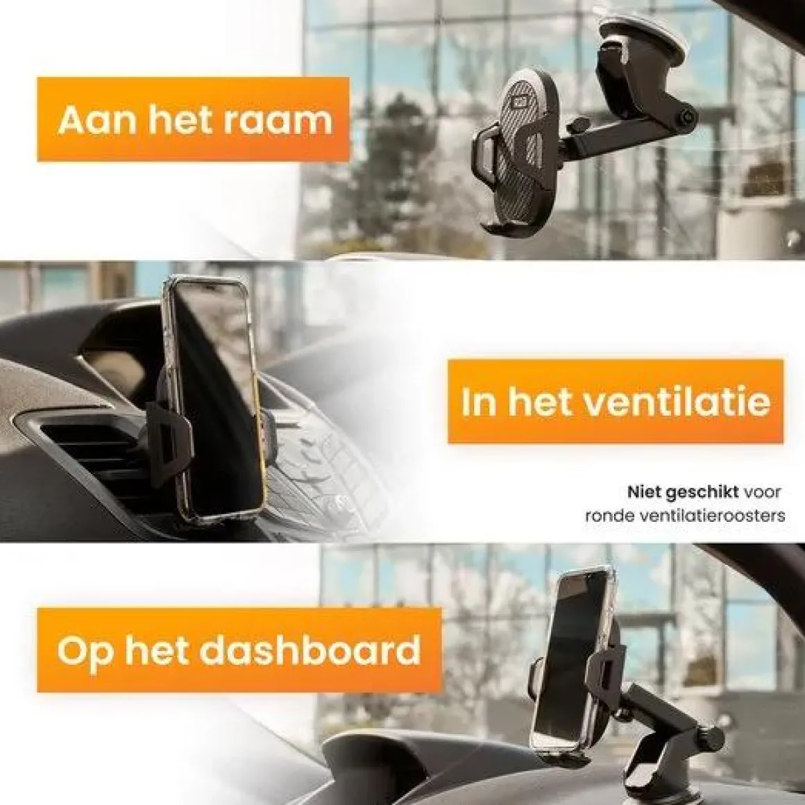 Telefoonhouder Auto Zuignap en Ventilatie