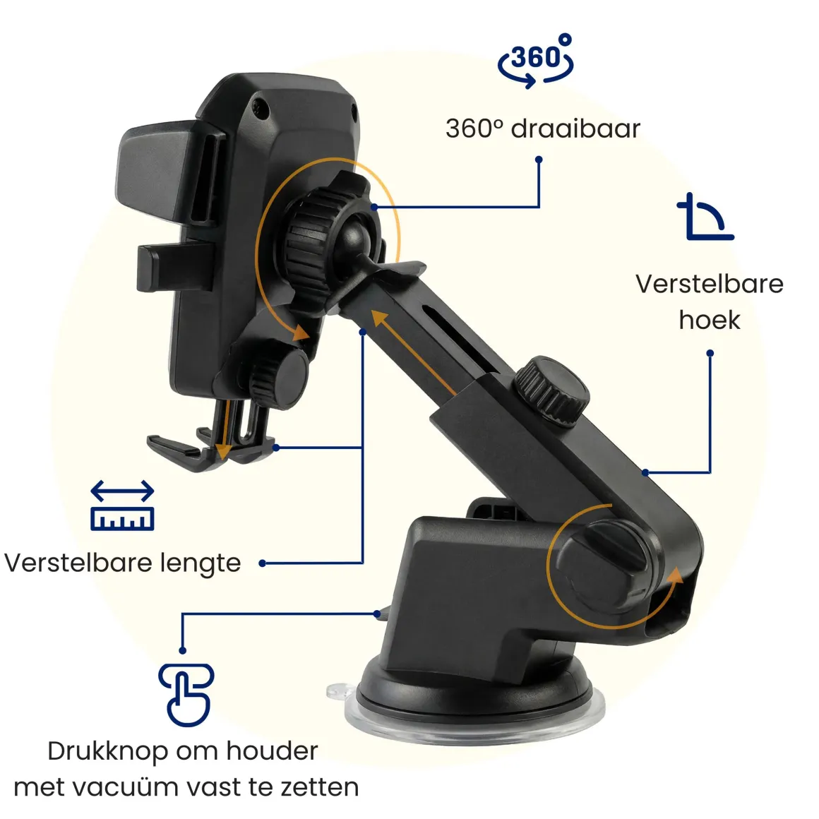 Telefoonhouder Auto Zuignap met Dashboard Pad