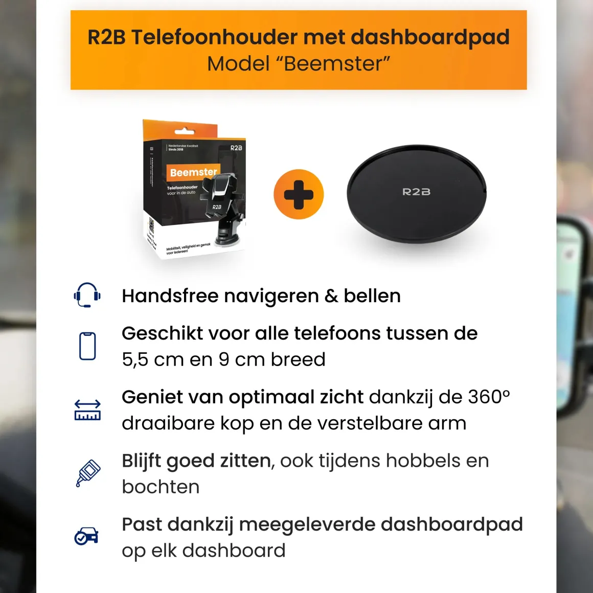 Telefoonhouder Auto Zuignap met Dashboard Pad