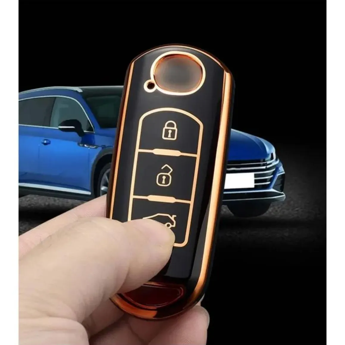 TPU Sleutelhoesje voor Mazda goud A3