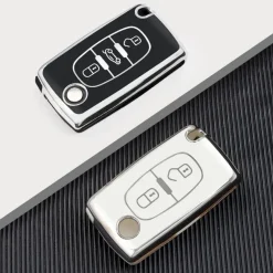 TPU Sleutelhoesje voor Peugeot zwart D3