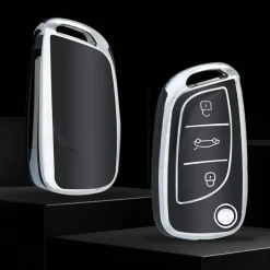 TPU Sleutelhoesje voor Peugeot zwart C3