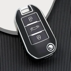 TPU Sleutelhoesje voor Peugeot zwart A3