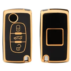 TPU Sleutelhoesje voor Peugeot goud D3