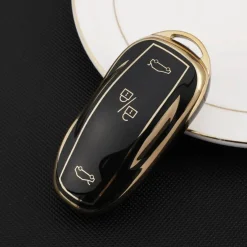 TPU Sleutelhoesje voor Tesla Model 3-Y-S goud