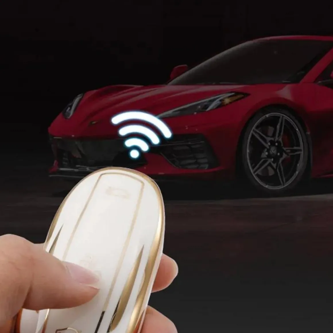 TPU Sleutelhoesje voor Tesla Model 3-Y-S goud