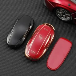 TPU Sleutelhoesje voor Tesla Model 3-Y-S goud