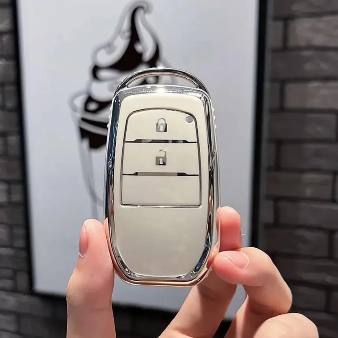 TPU Sleutelhoesje voor Toyota wit A2