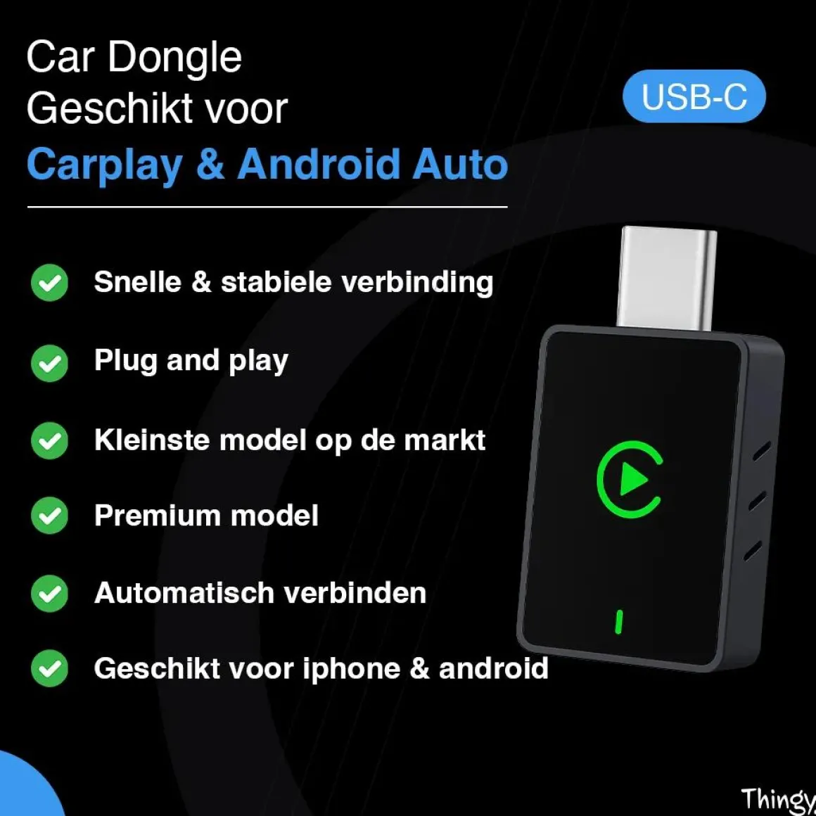 USB-C 2-in-1 CarPlay & Android Auto Dongle