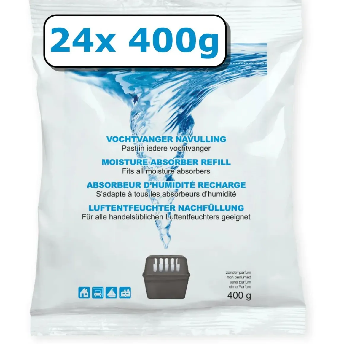 Vochtvanger navulling - 24x - 400 gram - neutraal