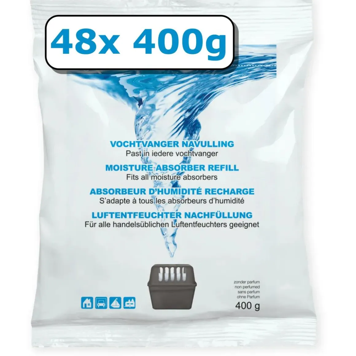 Vochtvanger navulling - 48x - 400 gram - neutraal