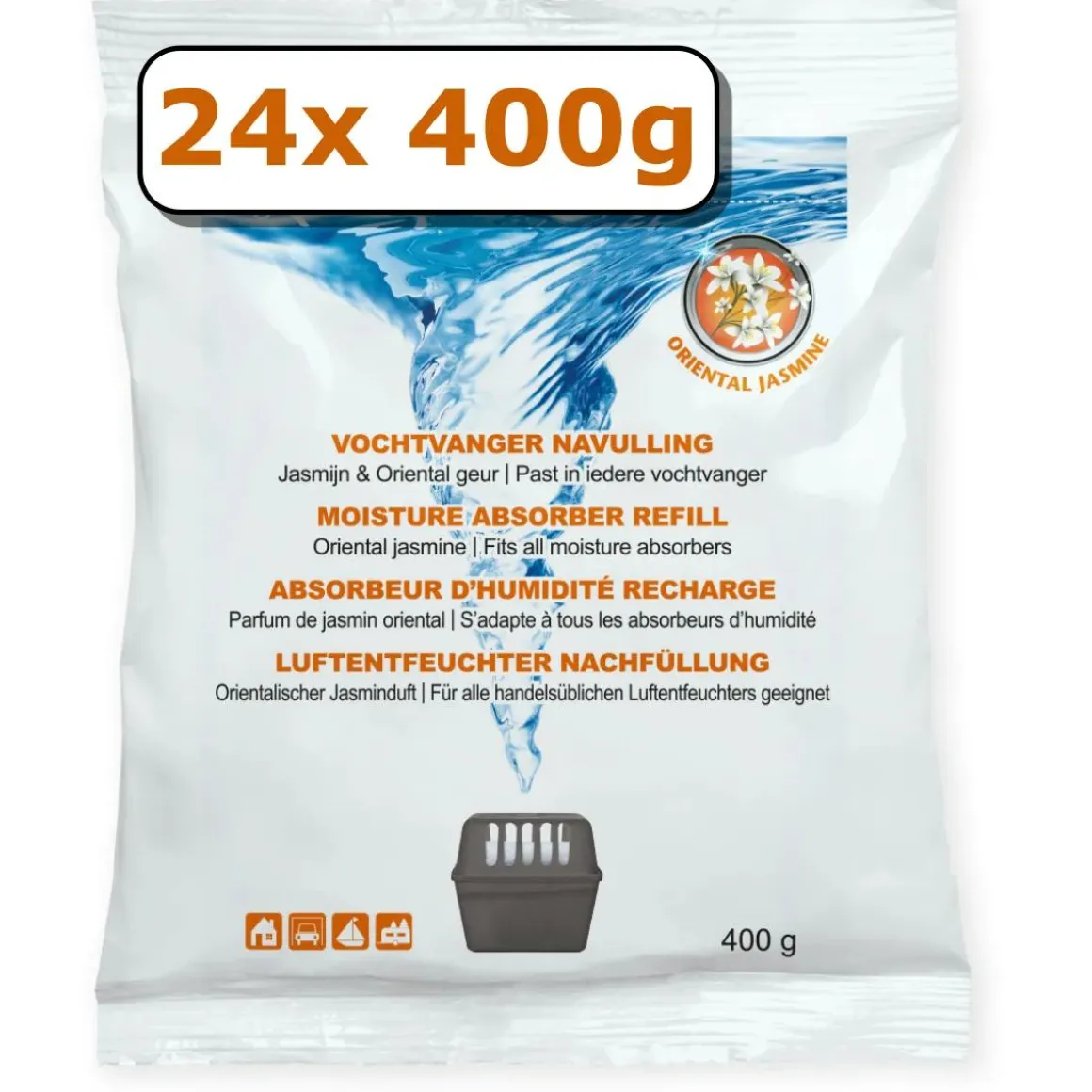 Vochtvanger navulling - 24x - 400 gram - jasmijn