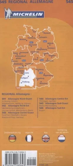 Wegenkaart Duitsland – zuid west – 545 –