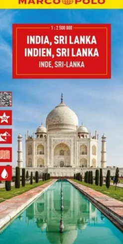 wegenkaart India, Sri Lanka, Nepal, Bangladesh