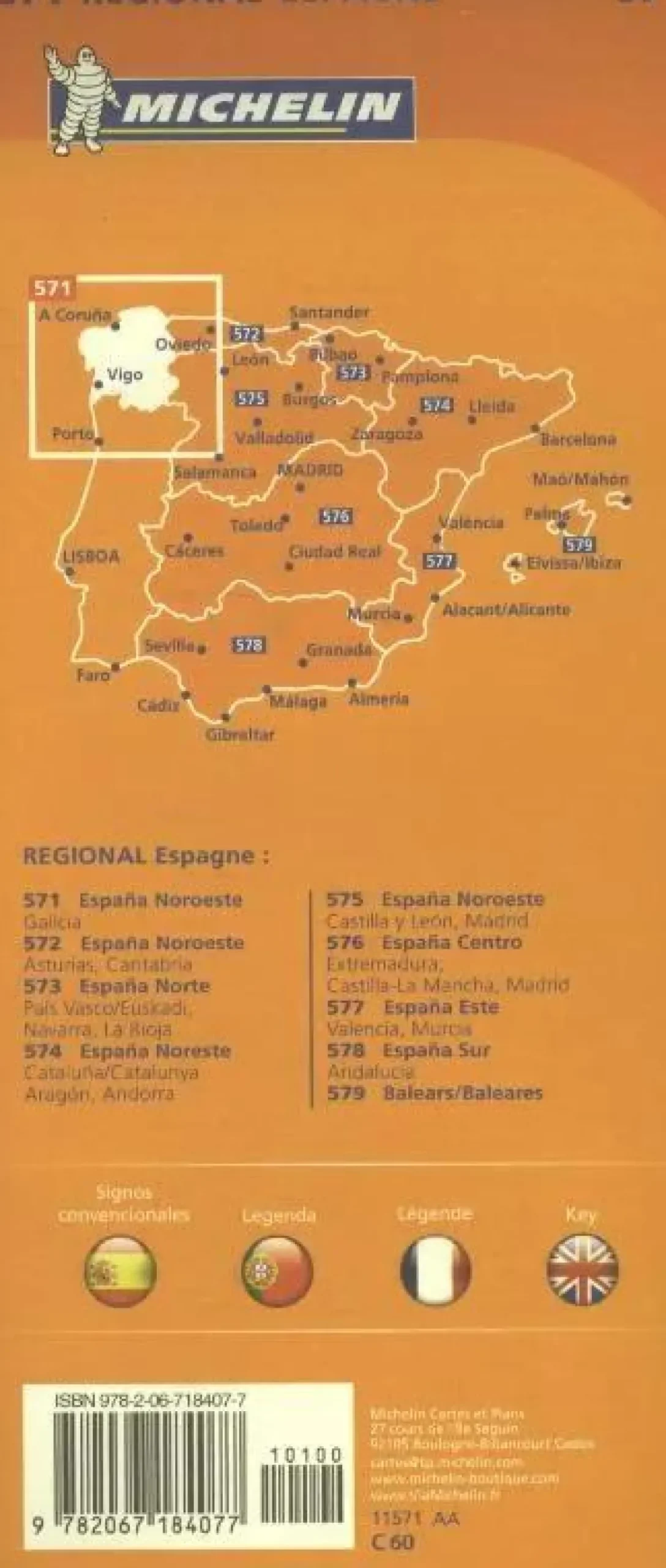 wegenkaart Regional 571 Spanje noord-west