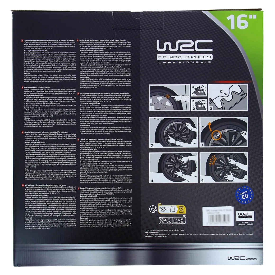 Wieldoppen - 16 inch - carbon look - 4 stuks