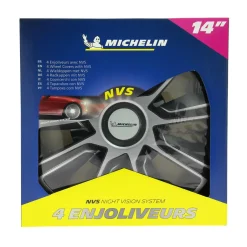 Wieldoppen - 14 inch - zilver/zwart - 4 stuks