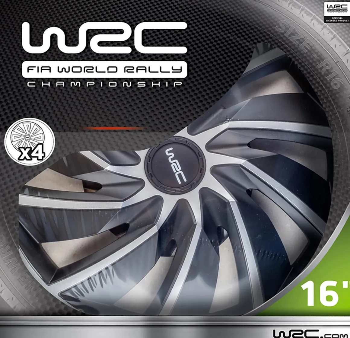 Wieldoppen 16" - zilver/zwart 4 stuks