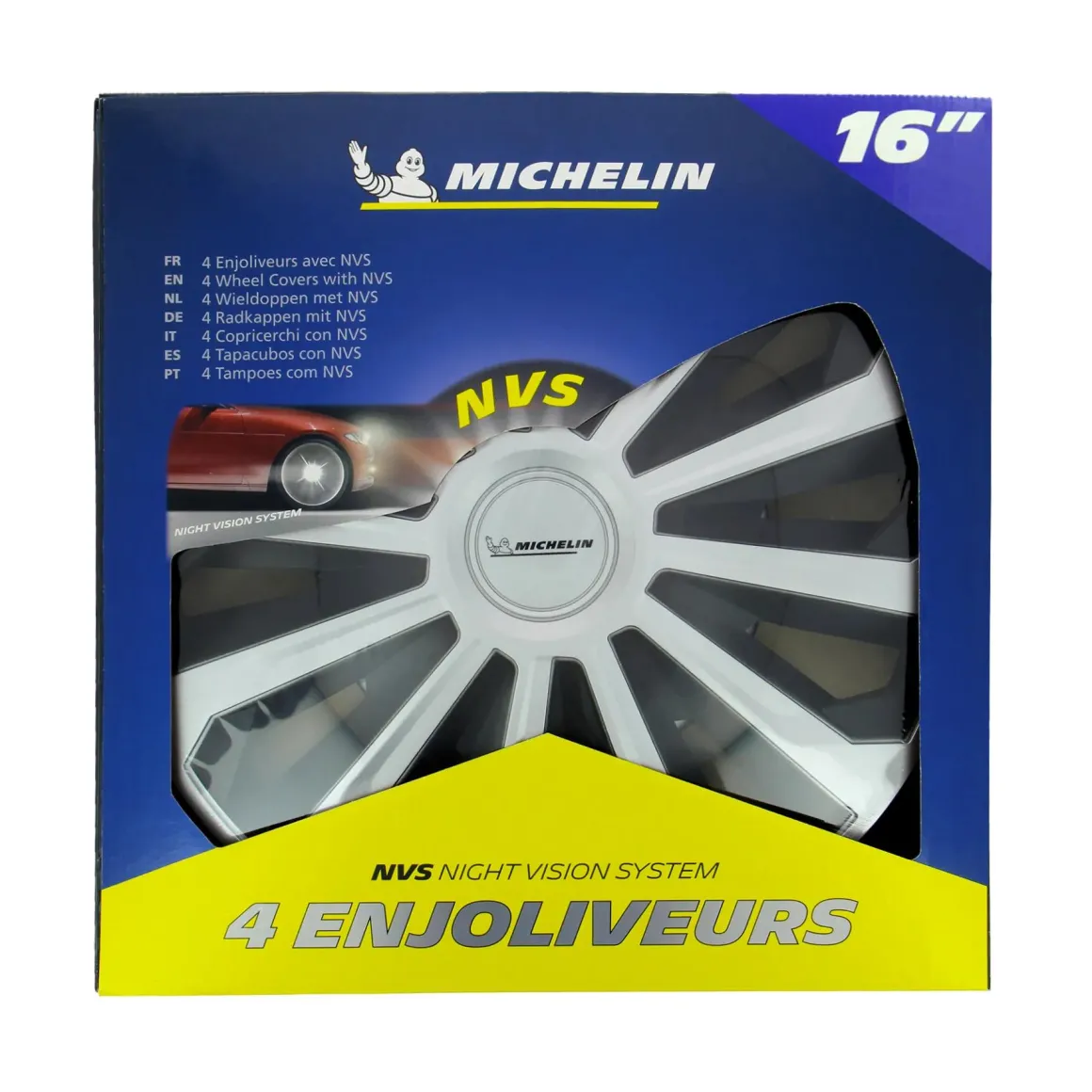 Wieldoppen 16"- zwart/zilver 4 stuks
