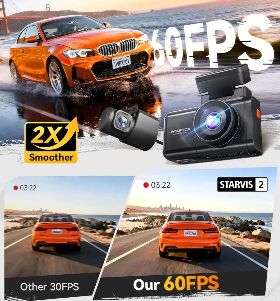 X3 Touch 2CH 2K Wifi GPS 64gb dashcam